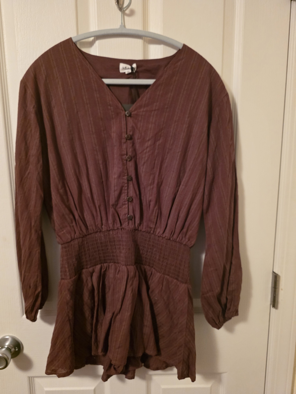 Le Les Long Sleeve Brown Romper